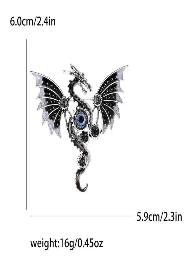 WAKYME Vintage Punk Mechanical Flying Dragon Brooch for Women Enamel Flying Dragon Brooch Domineering Flying Dragon Brooch Personality for Men and Women Clothing Hat Bag Accessories (Grey) - Image 5