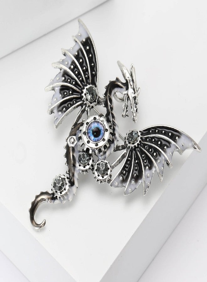 WAKYME Vintage Punk Mechanical Flying Dragon Brooch for Women Enamel Flying Dragon Brooch Domineering Flying Dragon Brooch Personality for Men and Women Clothing Hat Bag Accessories (Grey) - Image 4