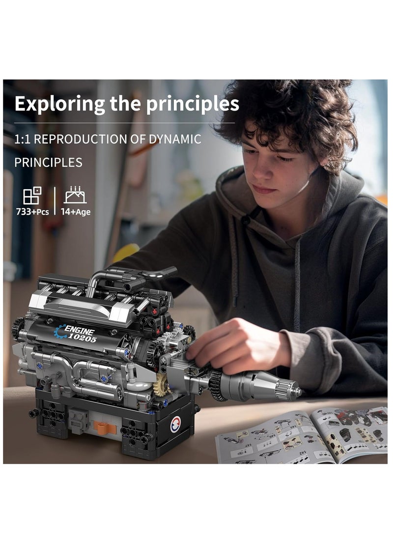 mould king 10205 Luxury cars V12 Engine Building Blocks,Educational Sports Car Buildking Bricks Set, Construction Gift for Adults Teens  - Image 4