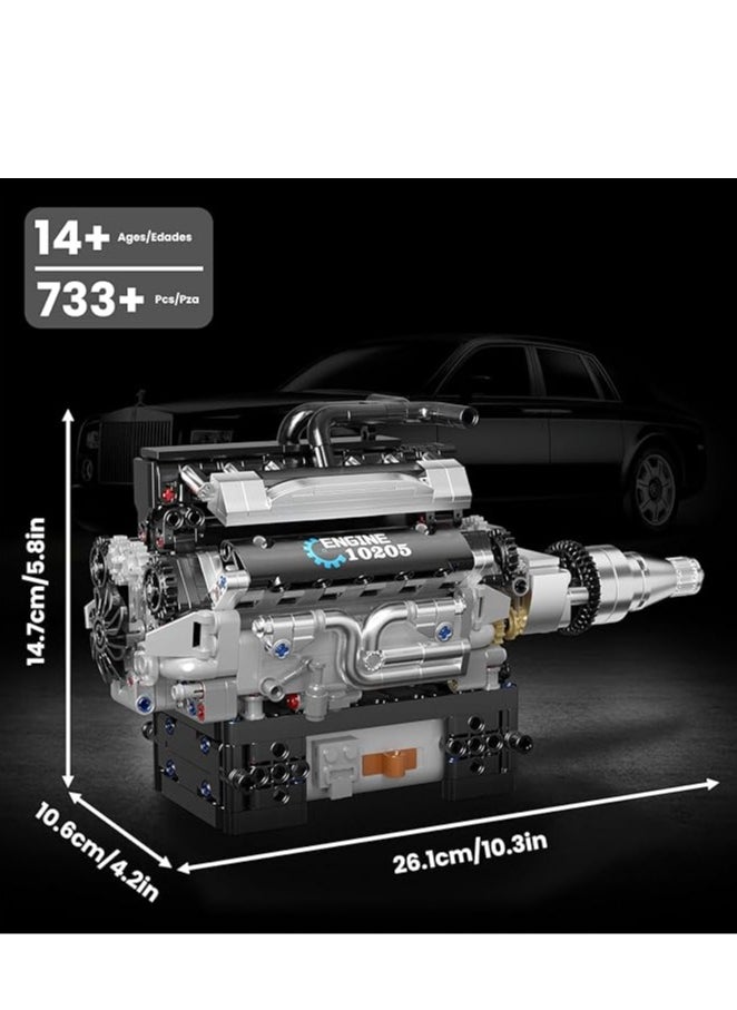 mould king 10205 Luxury cars V12 Engine Building Blocks,Educational Sports Car Buildking Bricks Set, Construction Gift for Adults Teens  - Image 5