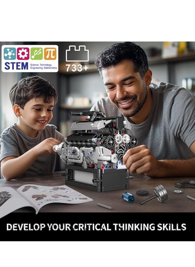 mould king 10205 Luxury cars V12 Engine Building Blocks,Educational Sports Car Buildking Bricks Set, Construction Gift for Adults Teens  - Image 4
