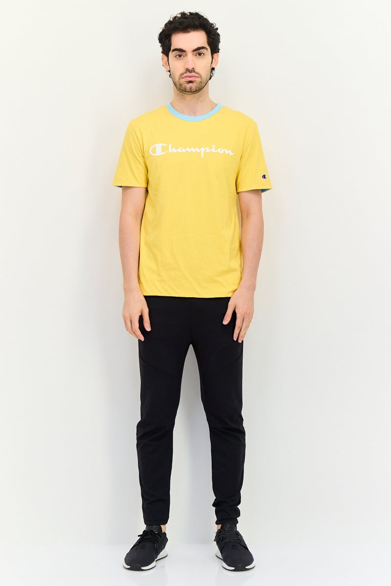 Champion تي شيرت رياضي للرجال بأكمام قصيرة مناسب للخارج، خردل - Image 4