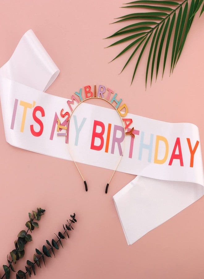 BAHABY Birthday Crowns for Women, IT'S MY BIRTHDAY Sash & Birthday Headband Set Princess Birthday Sash and Tiara Birthday Gifts for Women Girls Sweet Happy Birthday Accessories for Party - Multicolor - Image 5