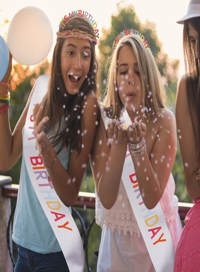 BAHABY Birthday Crowns for Women, IT'S MY BIRTHDAY Sash & Birthday Headband Set Princess Birthday Sash and Tiara Birthday Gifts for Women Girls Sweet Happy Birthday Accessories for Party - Multicolor - Image 4