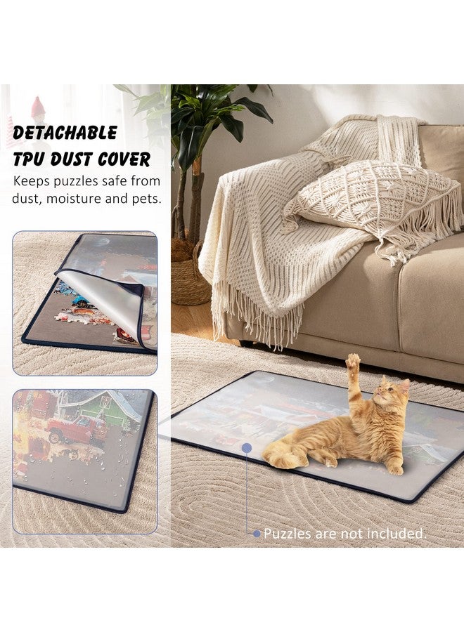 Tektalk Tektalk Jigsaw Puzzle Board with 6 Sorting Trays Portable Puzzle Mat with Puzzle Dustproof Cover for Puzzle Storage Puzzle Saver, Non-Slip Surface, Up to 1000 Pieces, 30.7 × 20.9 in - Gray - Image 3