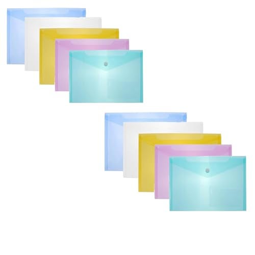 Shuban A5 Document File Folder | Button Lock Organizer for Bills, Cash Memos & Papers | Lightweight & Waterproof Office File(10 Pcs) - Image 1