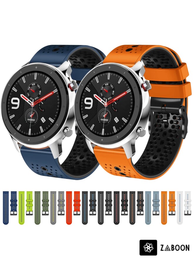 Zaboon Amazfit GTR 4 22mm Perated Two-Color Silicone Watch Band - Image 3