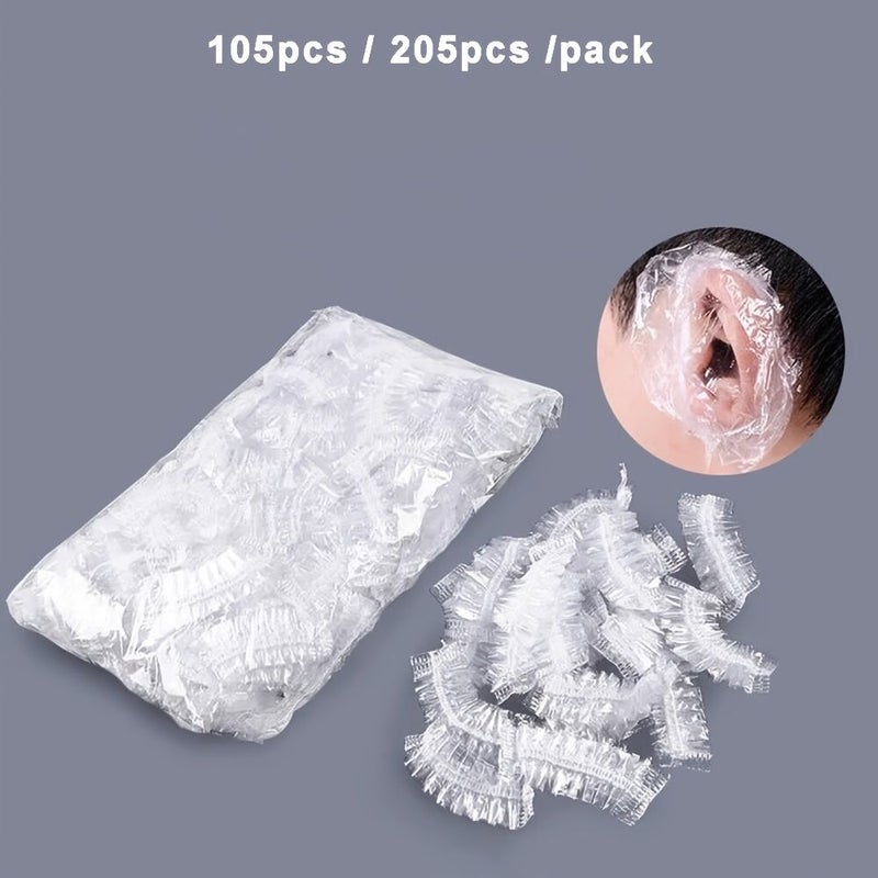 105pcs Disposable Transparent Plastic Ear Covers Elastic Shower Ear Muffs For Hair Dyeing And Shower Protection Hygienic Single Use Ear Covers Suitable For Hairdressers Barbers Clients Durable And Comfortable - Image 1