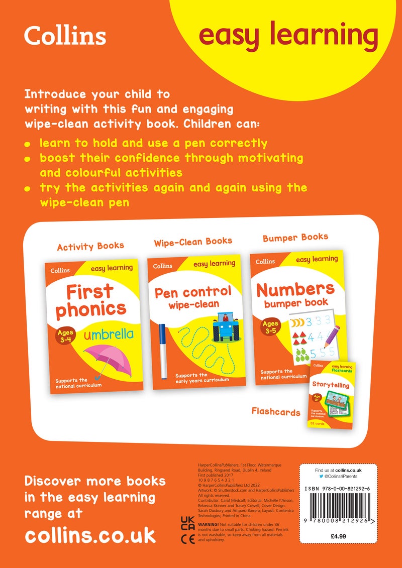Lower Case Letters Age 3-5 Wipe Clean Activity Book: Ideal for home learning (Collins Easy Learning Preschool) - Image 4