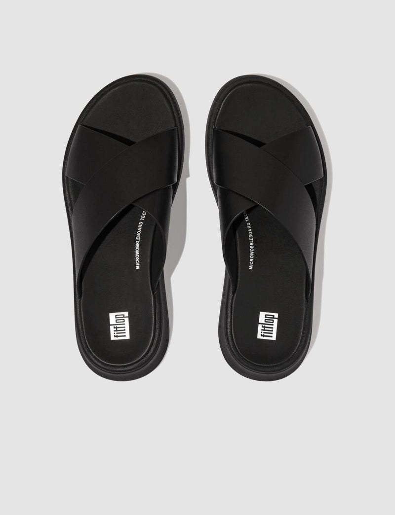 FitFlop F-Mode Fw5 Genuine Leather Black Women's Cross Strap Slippers - Image 2