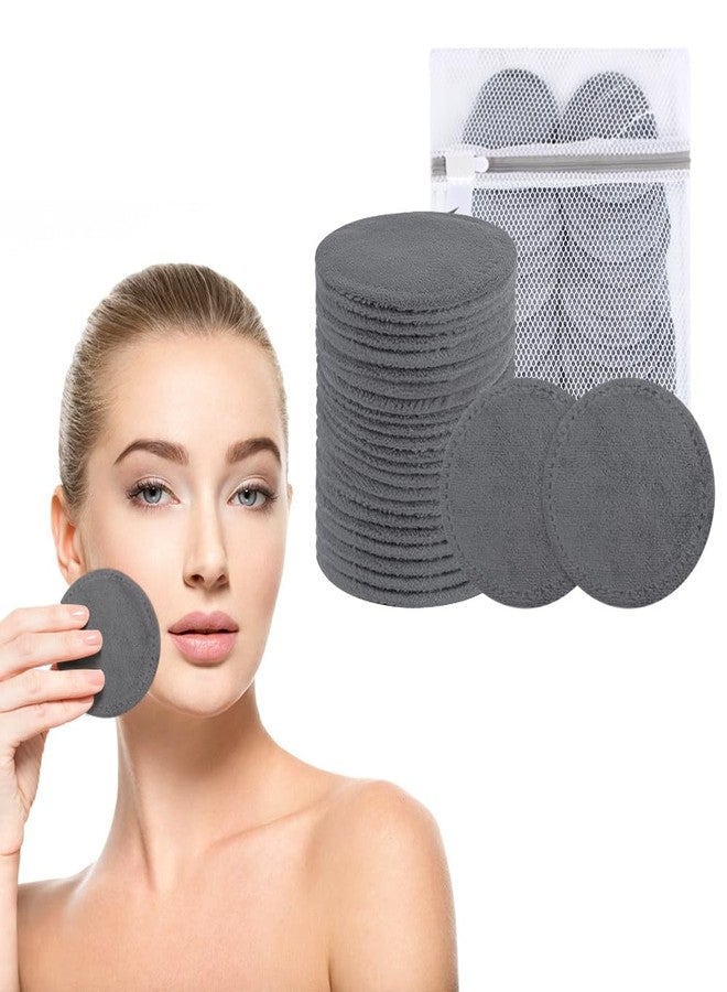 VIVOTE 24 Pack Makeup Remover Pads, Microfibre Makeup Remover Wipes, Eco Friendly Reusable Make Up Pads with Laundry Bag, Washable Facial Cleansing Towel for All Skin Type (Dark Grey, Pack of 24 - Image 1
