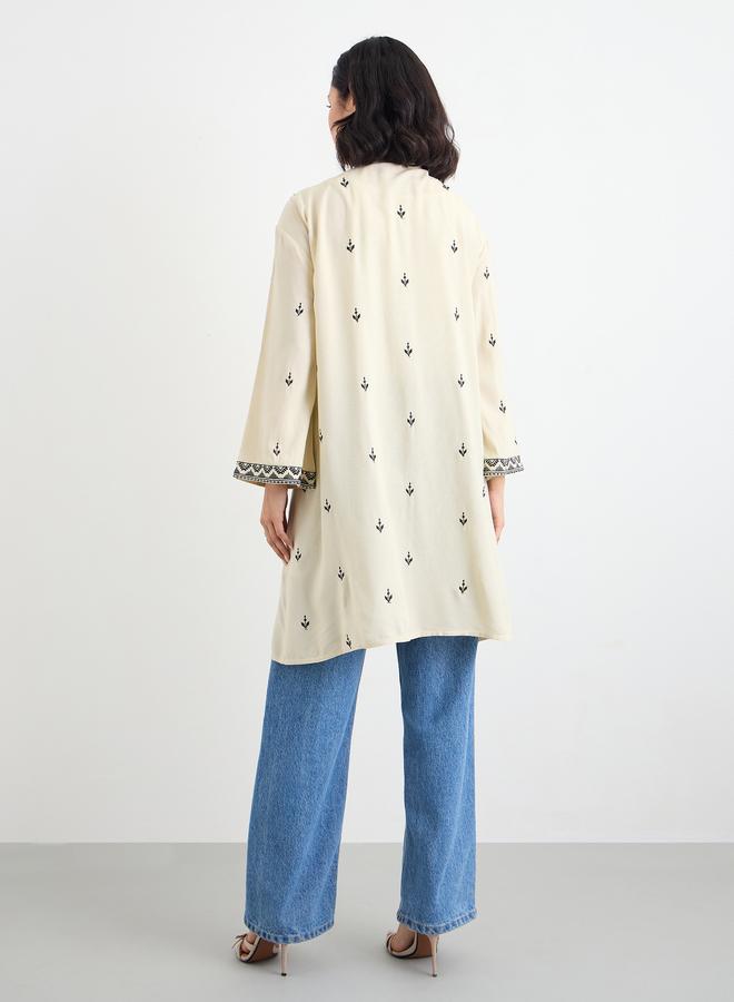 ستايلي ستيلي كيمونو مطرز نسائي بيج - Image 4