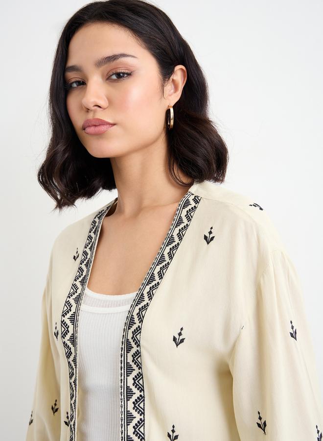 ستايلي ستيلي كيمونو مطرز نسائي بيج - Image 3