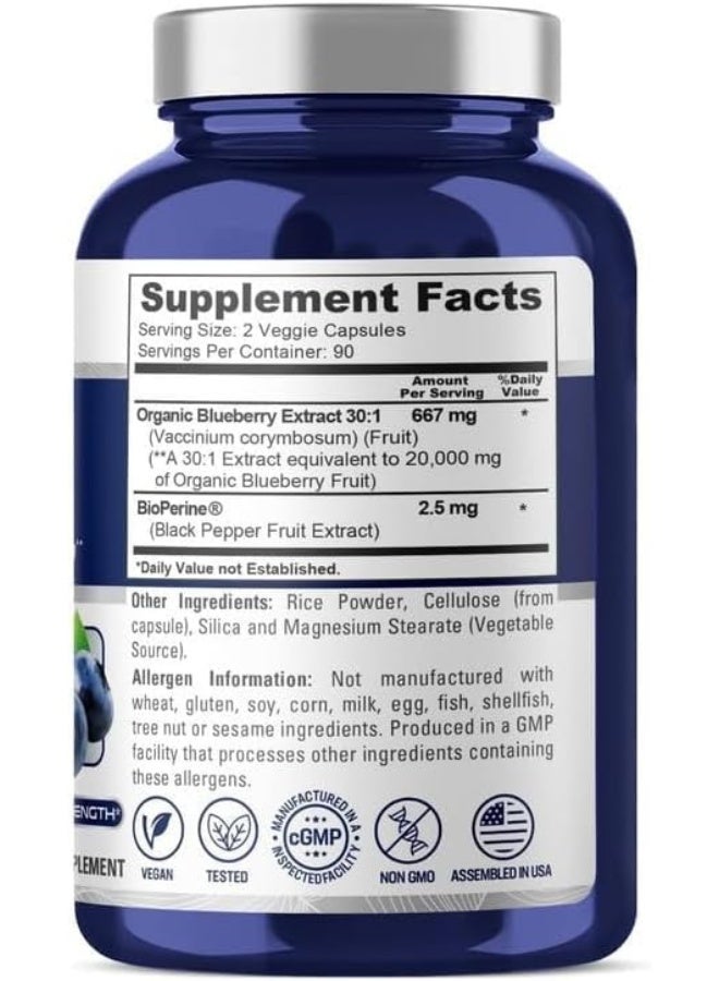 NusaPure Blueberry Concentrate 20,000mg - 180 Veggie Powder caps (Extract 30:1, 100% Vegetarian, Non-GMO) - Image 2