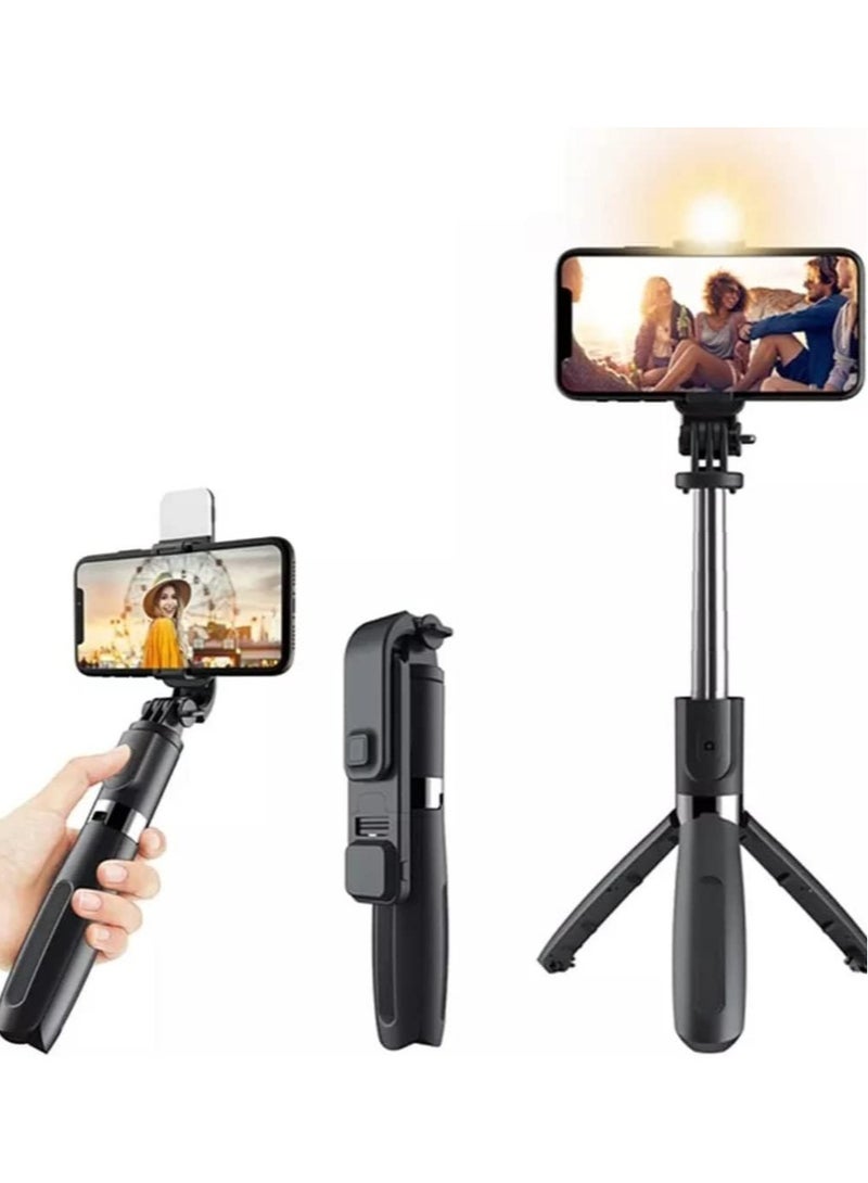 ELTRAZONE Foldable Tripod Monopod Selfie Stick Blue tooth With Wireless Button Shutter Selfie Stick With LED For iOS Android - Image 1