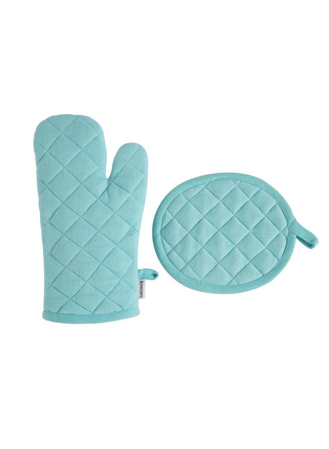 LANE LINEN Lane Linen Kitchen Towels And Dishcloths Sets - 20Pc Kitchen Towel Set, 350 Degree Heat Resistant Oven Mitts & Pot Holder, Reusable Dish Cloths For Washing Dishes, Absorbent Kitchen Hand Towels - Aqua  - Image 4