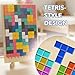 Cateam Wooden Puzzle Blocks Montessori Brain Blocks StackiStyle 10 Challenge Cards Numbered Tray Grid Guide Educational Game for Kids Ages 35 Russian Blocks Style Learning Game - Image 4