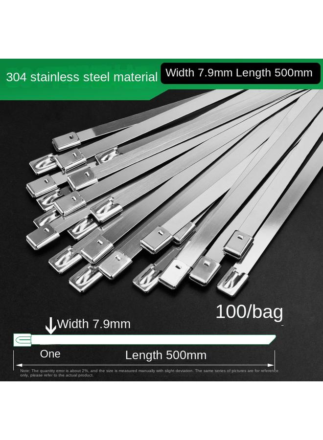 Bluejw 304 Stainless Steel Cable Tie 4.6*300 Self-locking Metal Marine Cable Tie Belt Outdoor High Temperature Resistant Cable Tie Steel Belt - Image 1