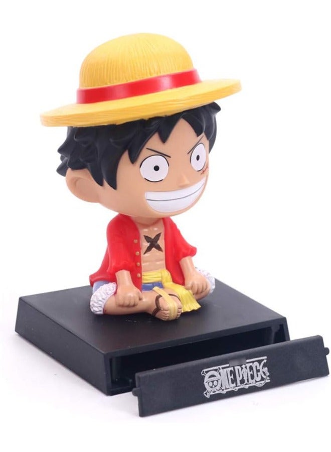 Anime One Piece Luffy Bobblehead with Base for Car Dashboard Decoration, Premium Polyresin Statues, Bobblehead Phone Bracket for Desktop Decorations/Collectibles, Gifts for Fans, Friends  - Image 3