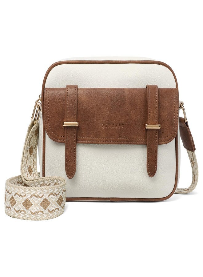 SENDEFN Small Crossbody Bags for Women Leather Handbag Travel Purse with Colored Shoulder Strap - Image 1