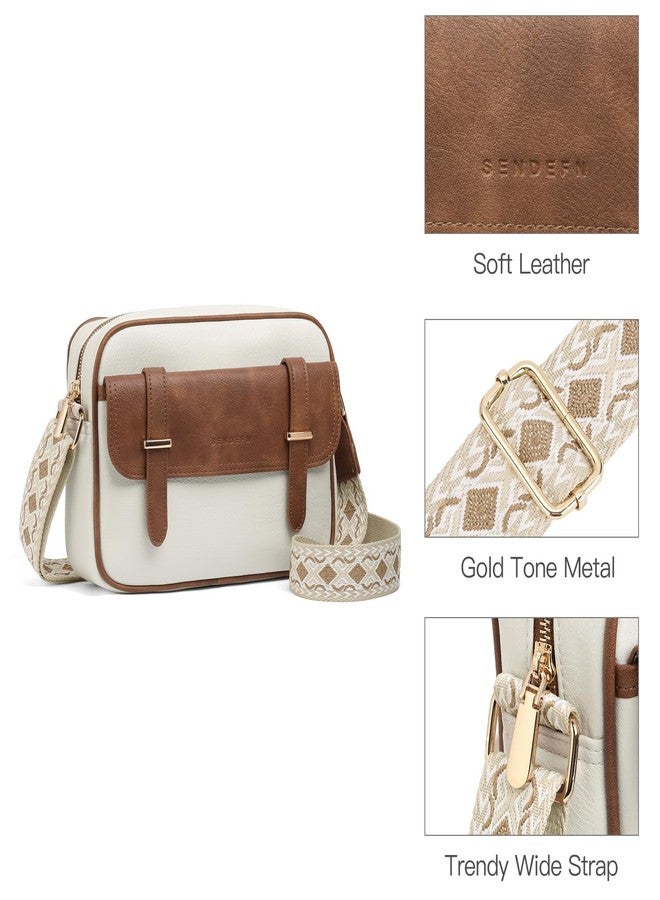 SENDEFN Small Crossbody Bags for Women Leather Handbag Travel Purse with Colored Shoulder Strap - Image 4