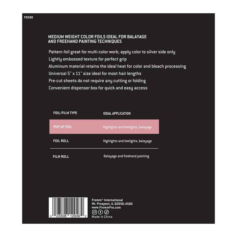 Fromm Pop Up Hair Foils, Pink Petals Pattern, Cosmetology Supplies, Hairstylist Essentials, Lightweight, Ideal for Highlighting and Coloring, Precut, 5" x 11", 500 Foil Sheets - Image 5