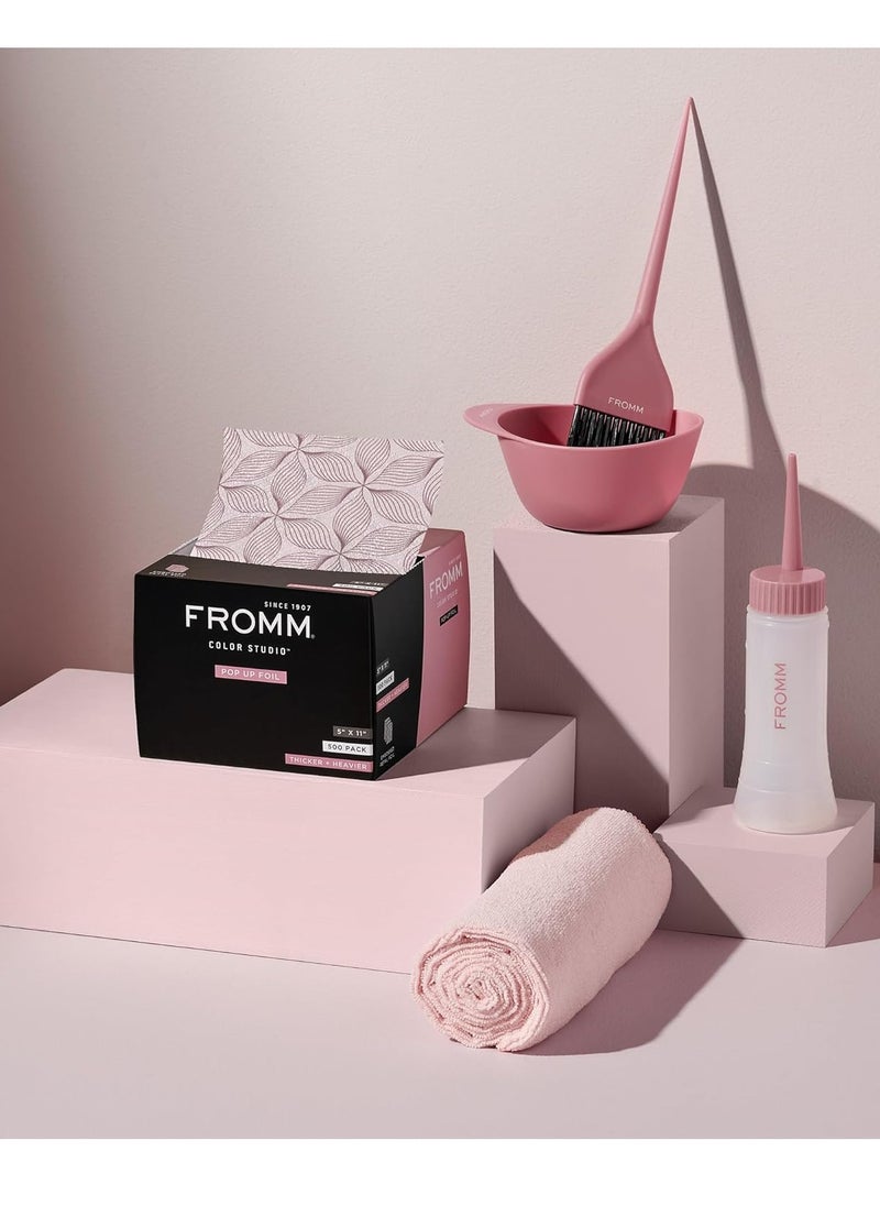 Fromm Fromm Color Studio Medium Weight Pop Up Hair Foil in Pink Petals Pattern, 5" x 11" Embossed Aluminum Foil Sheets, Hair Foils for Highlighting and Coloring - 500 Foil Sheet  - Image 4
