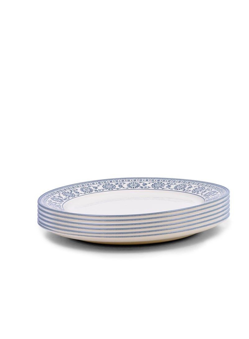 Claytan Plethora 12 inch Floral Pattern Porcelain Chop Plate (White, Set Of 6) - Image 2