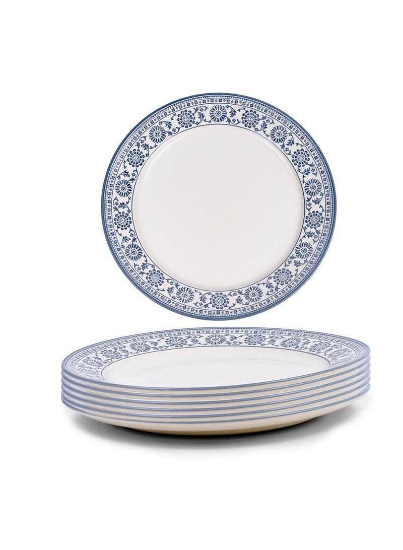Claytan Plethora 12 inch Floral Pattern Porcelain Chop Plate (White, Set Of 6) - Image 1