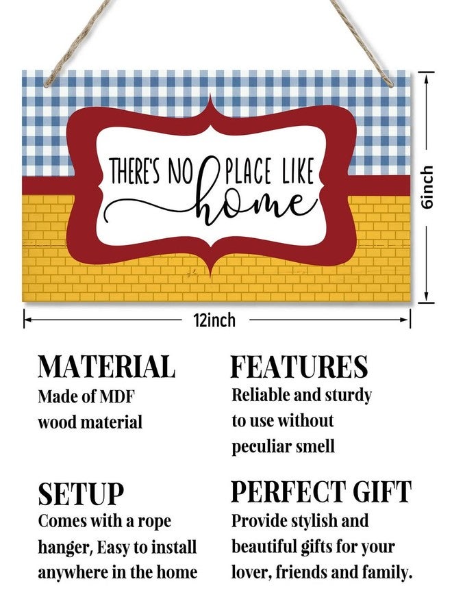 EDCTO There's No Place Like Home Sign, Hanging Wood Home Decorative, Printed Wood Wall Art Sign, Christmas Front Door Decoration, Farmhouse Front Door Wall Art Decor, Housewarming Gift 12 * 6inch - Image 2