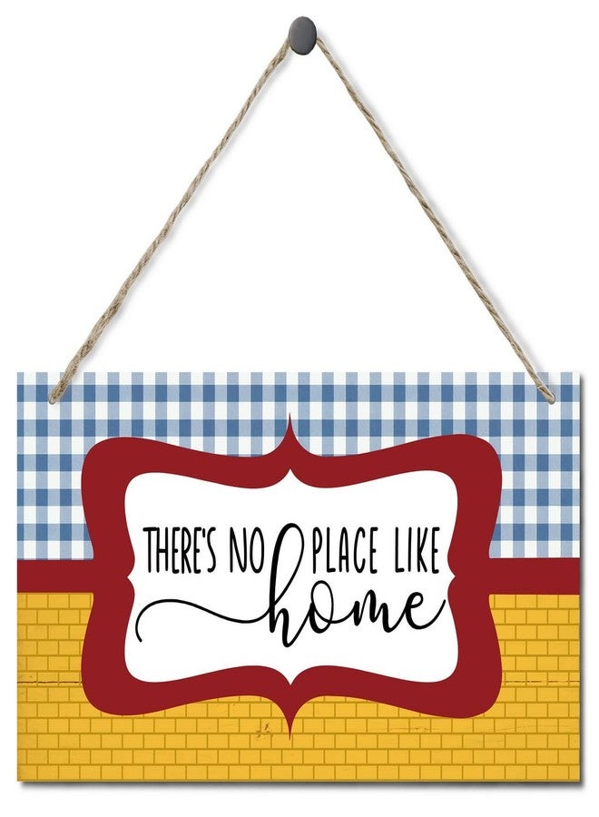 EDCTO There's No Place Like Home Sign, Hanging Wood Home Decorative, Printed Wood Wall Art Sign, Christmas Front Door Decoration, Farmhouse Front Door Wall Art Decor, Housewarming Gift 12 * 6inch - Image 1