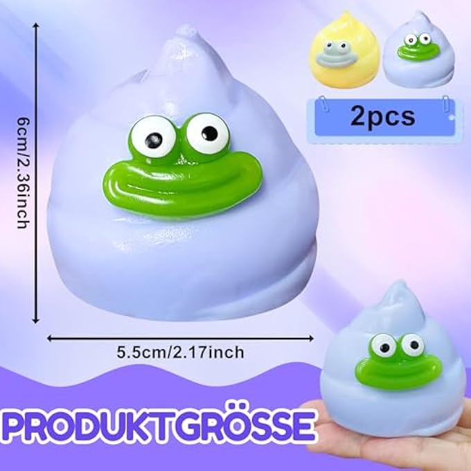 donciety Pack of 2 Taba Squishy, Poo Monster Anti-Stress Ball, Squishy Fidget Stress Relief Ball, Stress Ball Toy, Funny Anti-Stretchy for Adults and Children, Sensory Against ADHD Autism (Purple Yellow Poo) - Image 2