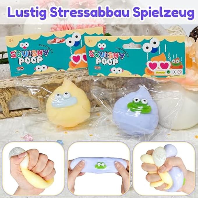 donciety Pack of 2 Taba Squishy, Poo Monster Anti-Stress Ball, Squishy Fidget Stress Relief Ball, Stress Ball Toy, Funny Anti-Stretchy for Adults and Children, Sensory Against ADHD Autism (Purple Yellow Poo) - Image 4