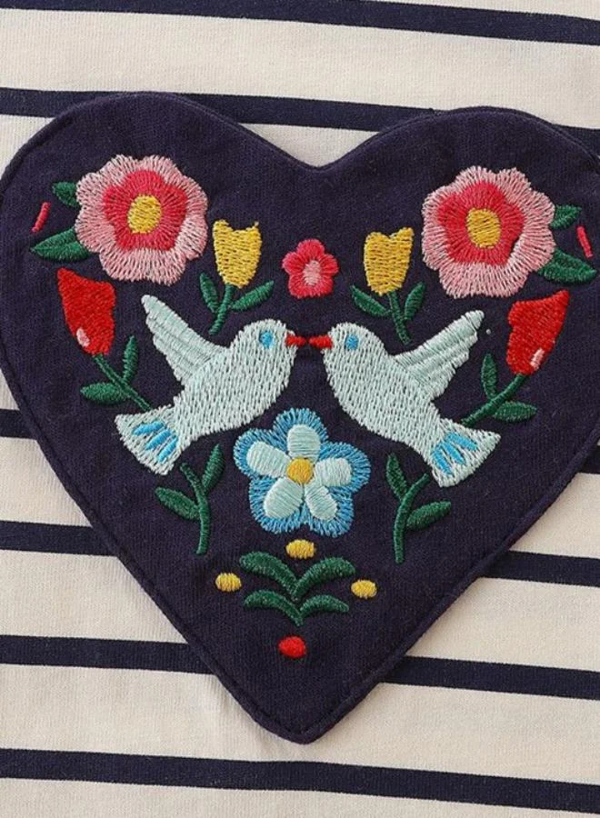YUNIQEE Striped Heart Appliqué Dress