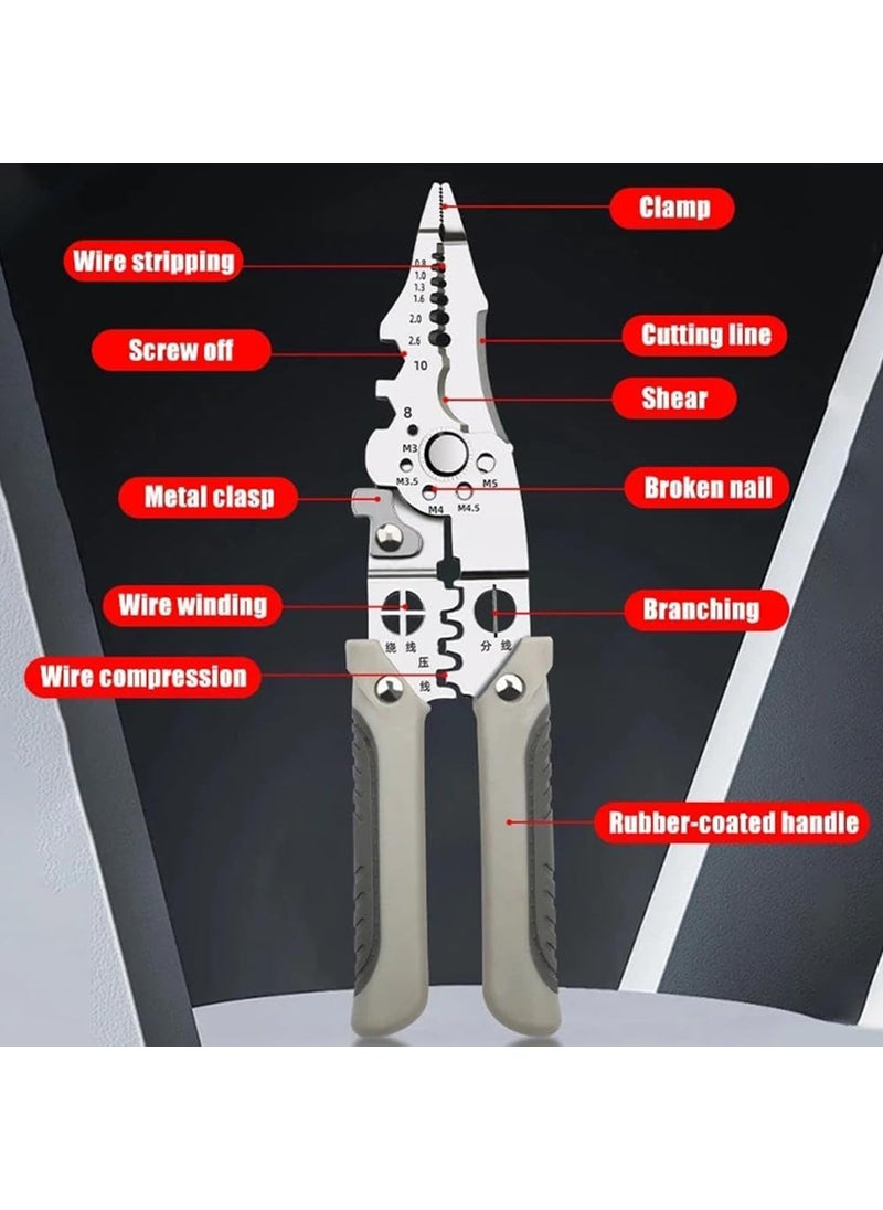 PAHALUXE PAHALUXE Multifunctional cable stripper crimper cable cutting pliers adjustable automatic wire stripper tool stainless steel multifunctional cable cutting stripper crimping tool 1PCS  - Image 3