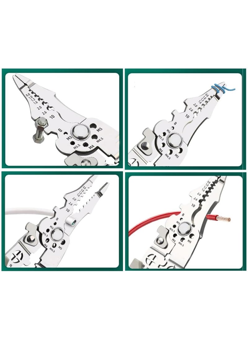 PAHALUXE PAHALUXE Multifunctional cable stripper crimper cable cutting pliers adjustable automatic wire stripper tool stainless steel multifunctional cable cutting stripper crimping tool 1PCS  - Image 2