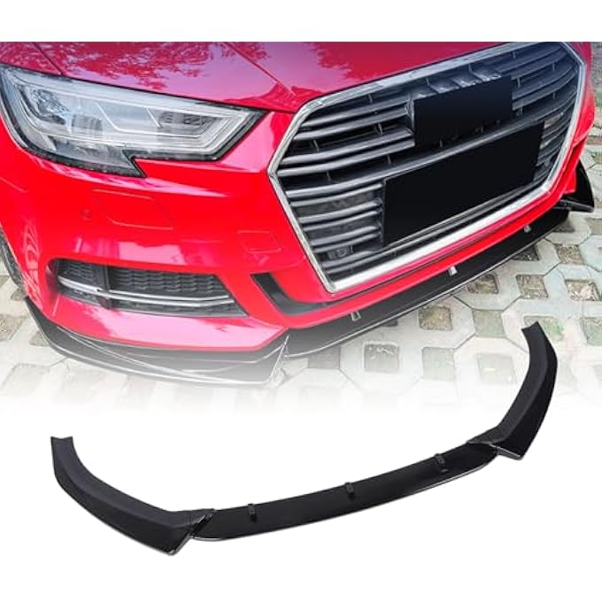 Jiawu Front Bumper Lip Chin Spoiler for A 3/S 3 8V S-Line 2017 to 2020, 3Pcs Car Front Bumper Lip Splitter, Front Bumper Lip Spoiler Guard, Front Lip Spoiler Wing Replacement - Image 2