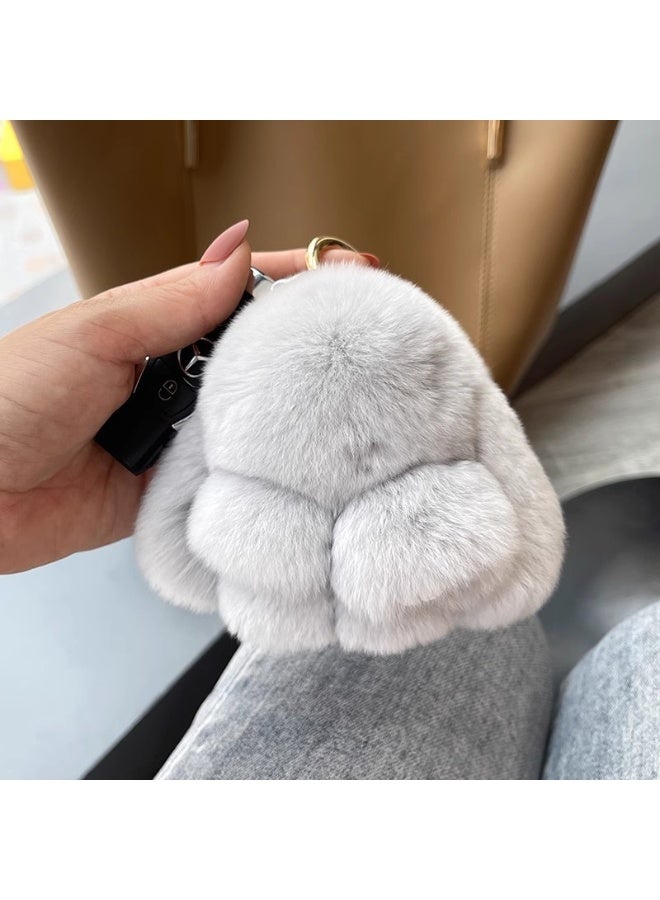 Real Rabbit Fur Bunny Car Keychain Pendant