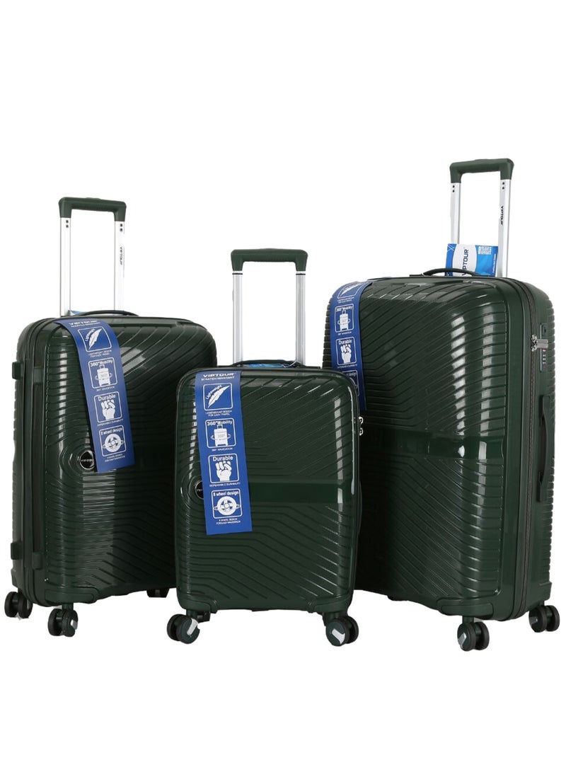 VIPTOUR Trolley Luggage 3 Pieces Set PP Hard Side Bag 360 Degree Spinner Wheels Trolley Luggage Set with TSA Lock - Image 1