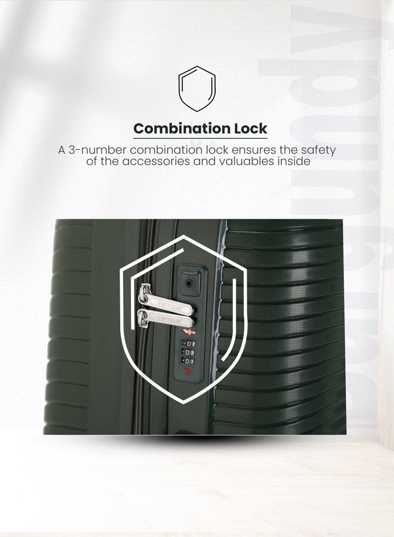 VIPTOUR Trolley Luggage 3 Pieces Set PP Hard Side Bag 360 Degree Spinner Wheels Trolley Luggage Set with TSA Lock - Image 4