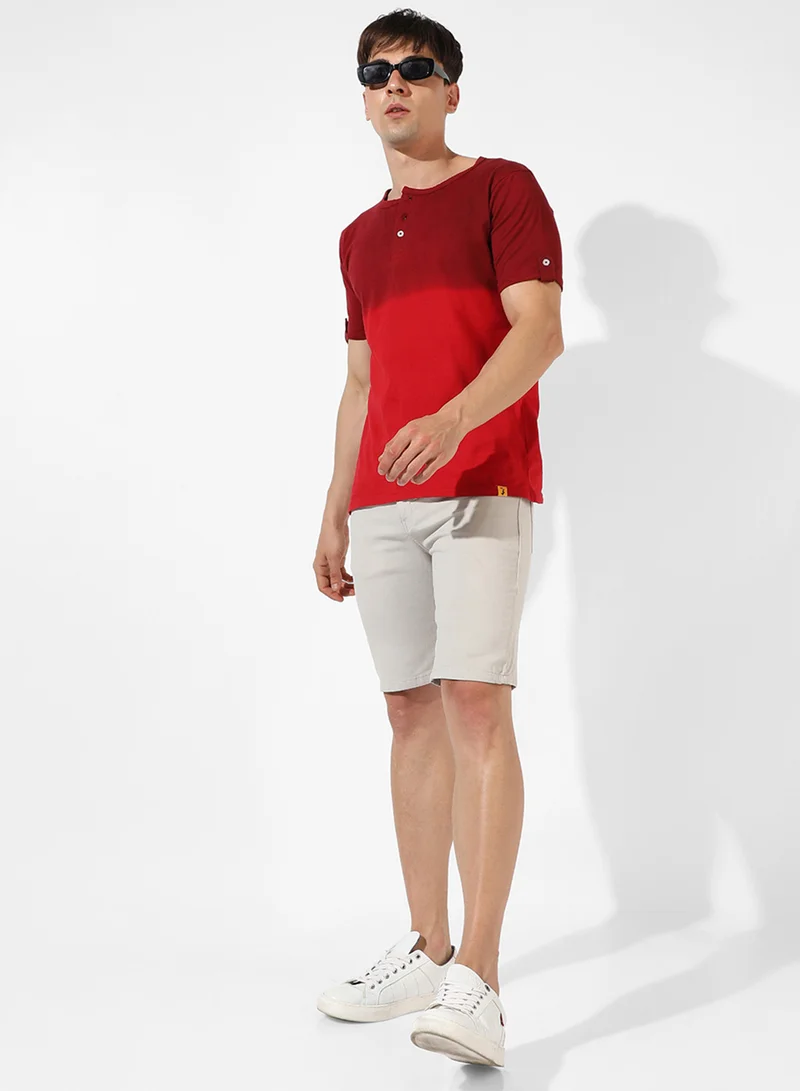 Campus Sutra Campus Sutra Men's Red Colourblocked Crewneck Short Sleeve Regular Fit T-Shirt For Casual Wear |  T-Shirt Crafted With Comfort Fit And High-Performance For Everyday Wear