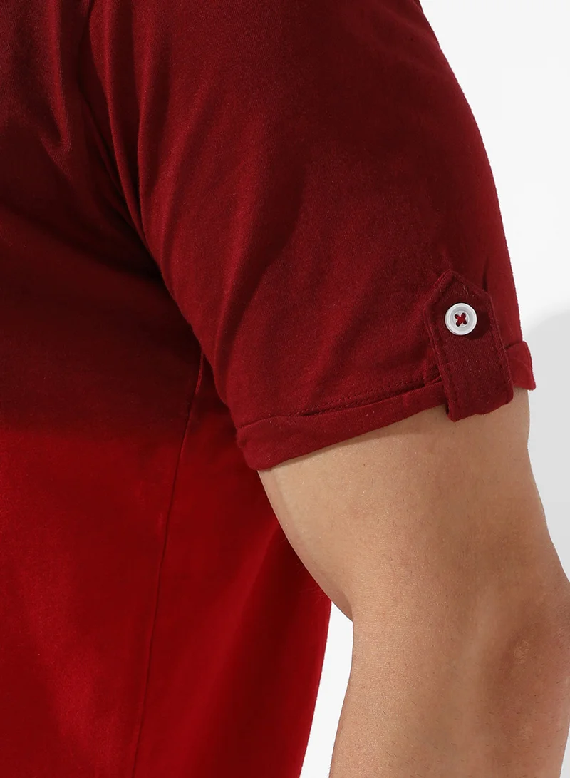 Campus Sutra Campus Sutra Men's Red Colourblocked Crewneck Short Sleeve Regular Fit T-Shirt For Casual Wear |  T-Shirt Crafted With Comfort Fit And High-Performance For Everyday Wear