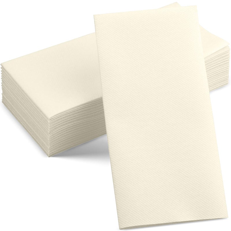 Servietto 50-Pack Disposable Linen-Feel Champagne Napkins  12"" x 17"" Cloth-Like Paper Dinner Napkins For Wedding  Bathroom  Party Or Event - Image 1