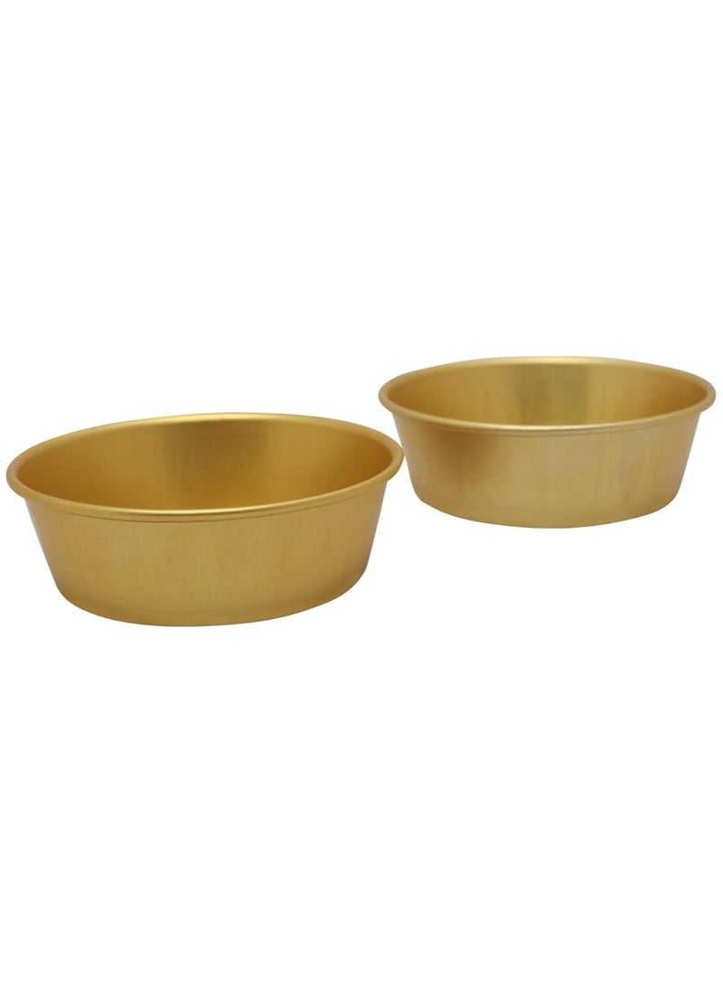 Bin Shihon Aluminum Cream Mold 2 Pcs Gold 10.5cm | Dessert & Cream Caramel Serving Bowl | Oven Safe for Pudding, Creme Brulee, Custard Cups - Image 1
