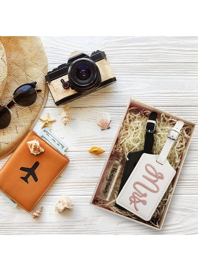 Geiserailie 2 Pieces Mr and Mrs Luggage Tags Bridal Luggage Tags Wedding Luggage Tag with Honeymoon Sand Keepsake Jar Glass Bottle with Cork for Honeymoon Gifts Bridal Shower (Sweet Patterns)  - Image 4