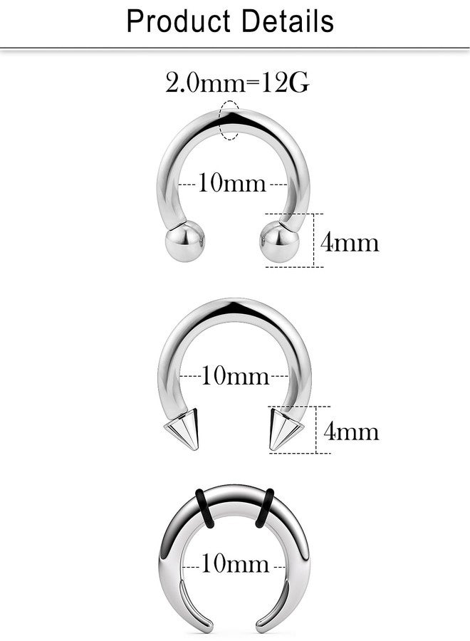 Cisyozi 12G Septum Rings Piercing Jewelry Ear Gauges Earrings Hoops Stretcher kit 12 Gauge Surgical Stainless Steel Septum Nose Pincher Taper Stretcher Tunnel Plug Stretch Piercing Jewelry Women Men - Image 2