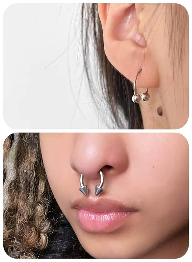 Cisyozi 12G Septum Rings Piercing Jewelry Ear Gauges Earrings Hoops Stretcher kit 12 Gauge Surgical Stainless Steel Septum Nose Pincher Taper Stretcher Tunnel Plug Stretch Piercing Jewelry Women Men - Image 5