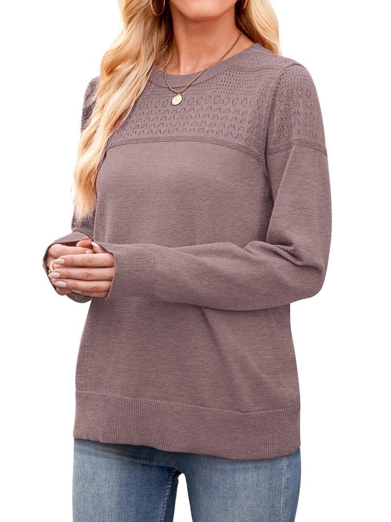WIHOLL Sweaters for Women Crewneck Plus Size Tops Long Sleeve 2025 Fall Winter Outfits Fashion School Teacher Clothing Coffee 2XL - Image 3