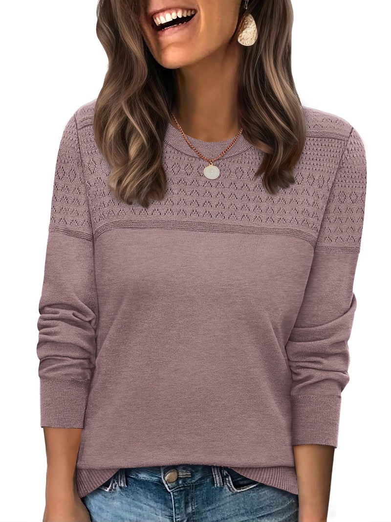WIHOLL Sweaters for Women Crewneck Plus Size Tops Long Sleeve 2025 Fall Winter Outfits Fashion School Teacher Clothing Coffee 2XL - Image 1