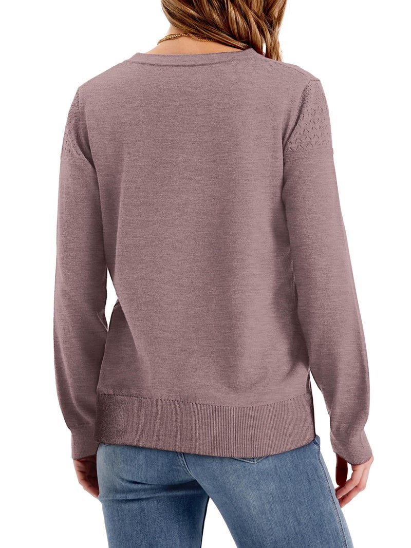 WIHOLL Sweaters for Women Crewneck Plus Size Tops Long Sleeve 2025 Fall Winter Outfits Fashion School Teacher Clothing Coffee 2XL - Image 5